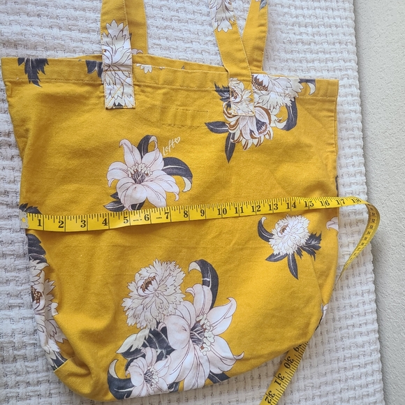 Loft Floral Print Fabric Yellow Tote Bag - Picture 7 of 12